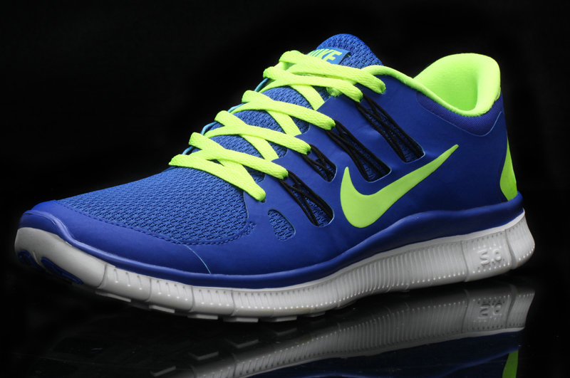 Hot Nike Free5.0 Women Shoes Blue/Greenyellow